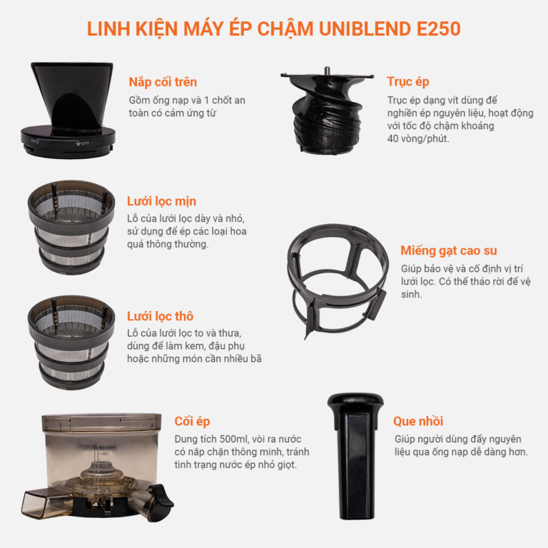 MÁY ÉP CHẬM UNIBLEND UBE-250 (model cũ: E250) - Ảnh 7